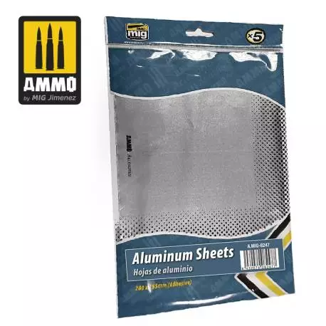 5 feuilles d'aluminium adhésives 280x195mm AMMO A.MIG-8247