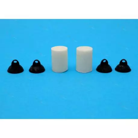 2 Bouées pare battage Ø10mm x 25mm en résine blanche et noire