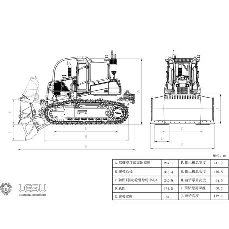TRACKED BULLDOZER RC DT60 LESU 1/14