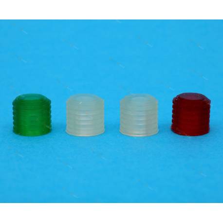 4 Feux de position 1 vert / 1 rouge / 2 blancs Ø8mm H7.3mm en résine