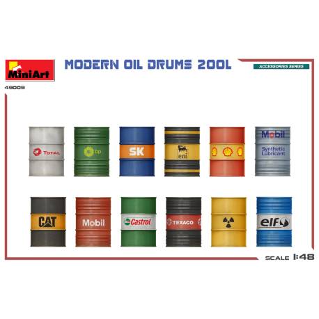 20 Fûts d'huile modernes 200L, à l'échelle 1/48