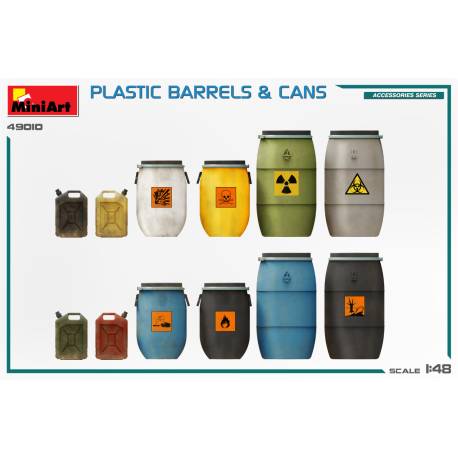 Barils, bidons et jerry cans plastique, à l'échelle 1/48 MiniArt 49010