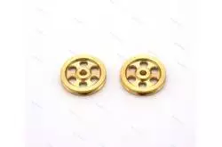 2 réas laiton ajourées diamètre Ø14mm pour axe de Ø2mm