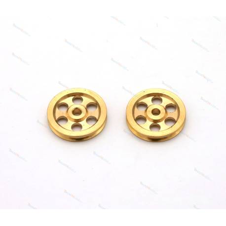 2 réas laiton ajourées diamètre Ø16mm pour axe de Ø2mm