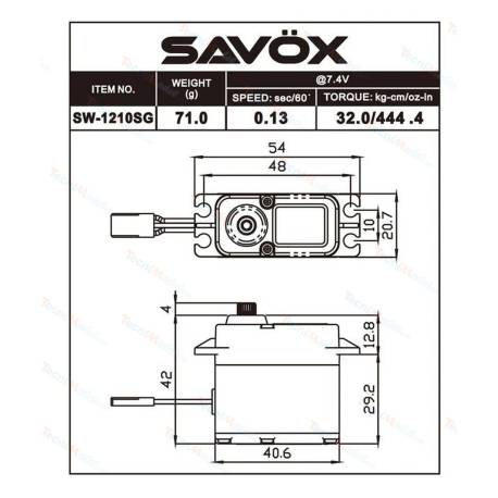 Servo Savöx SW-1210SG+ HV 37Kg.cm/8.4v Waterproof