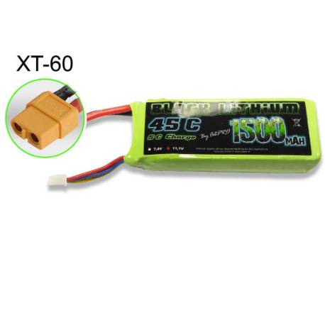 Accu Lipo Black Lithium 1500mAh 45C 3S 11.1v Prise XT-60 - Scientific MHD Z03L9150330X6