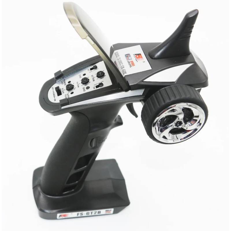 Radiocommande à volant 3 voies FlySky FS-GT2B en 2,4GHz pour voiture ou bateau, livrée avec batterie et récepteur