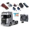 Tamiya Camion Scania 770 S V8 6x4 1/14 Aluminium Brillant TS-17 56373 + Truck-Set Carson
