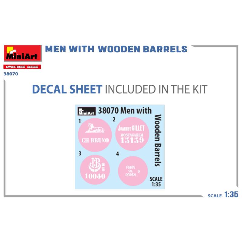 Kit de 2 hommes avec Tonneaux en bois à l'échelle 1/35