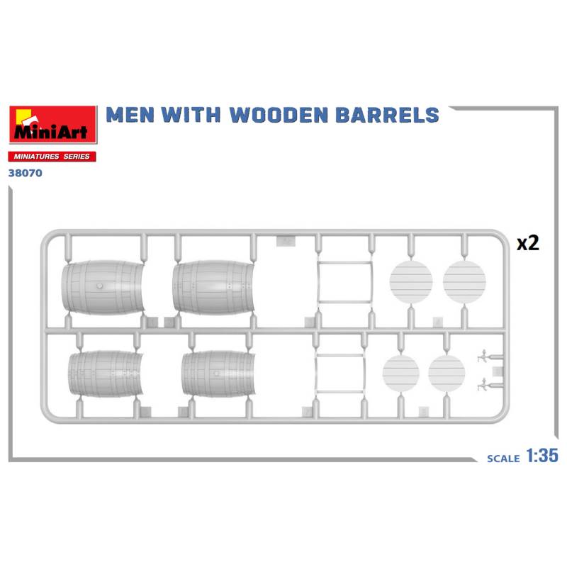 Kit de 2 hommes avec Tonneaux en bois à l'échelle 1/35