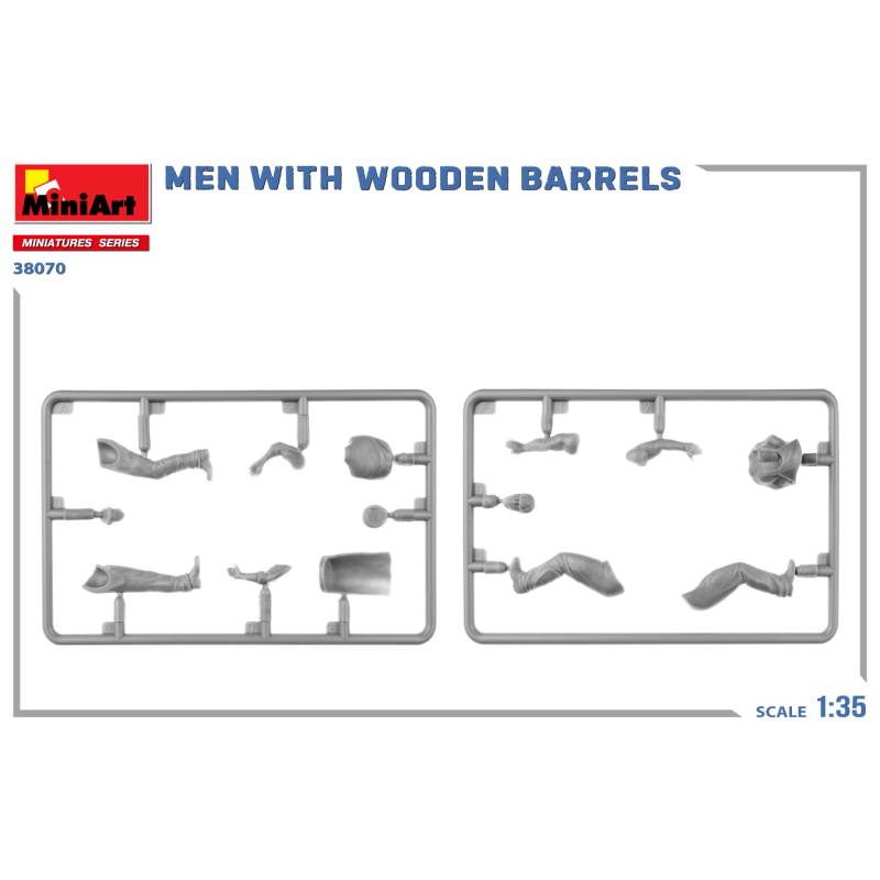 Kit de 2 hommes avec Tonneaux en bois à l'échelle 1/35