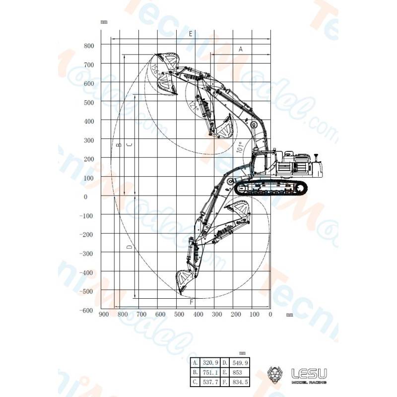 Aoue SK500LC 1/14 RC Excavator Kit by LESU