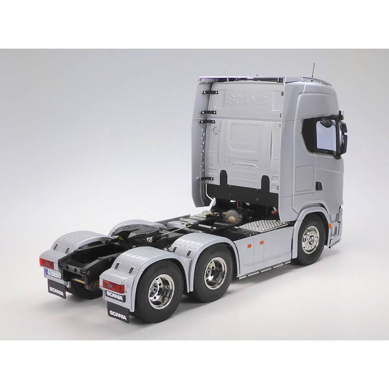 Combo pack Tamiya RC truck Scania 770 S V8 6x4 1/14 56373 - painted in Gloss Aluminum, with light, sound and radio system.