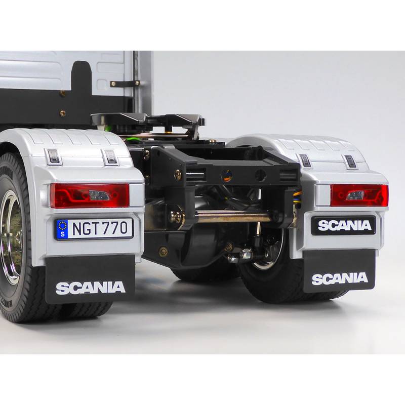 Combo pack Tamiya RC truck Scania 770 S V8 6x4 1/14 56373 - painted in Gloss Aluminum, with light, sound and radio system.