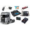 Combo pack Tamiya RC truck Scania 770 S V8 6x4 1/14 56373 - painted in Gloss Aluminum, with light, sound and radio system.