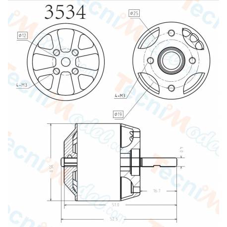 Moteur Brushless RO-POWER TORQUE 3534 1200KV - Robbe 5821