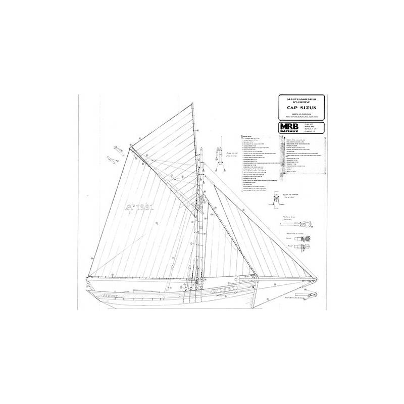 "Cap Sizun" Fishing Sailboat 1/20 MRB Blueprints