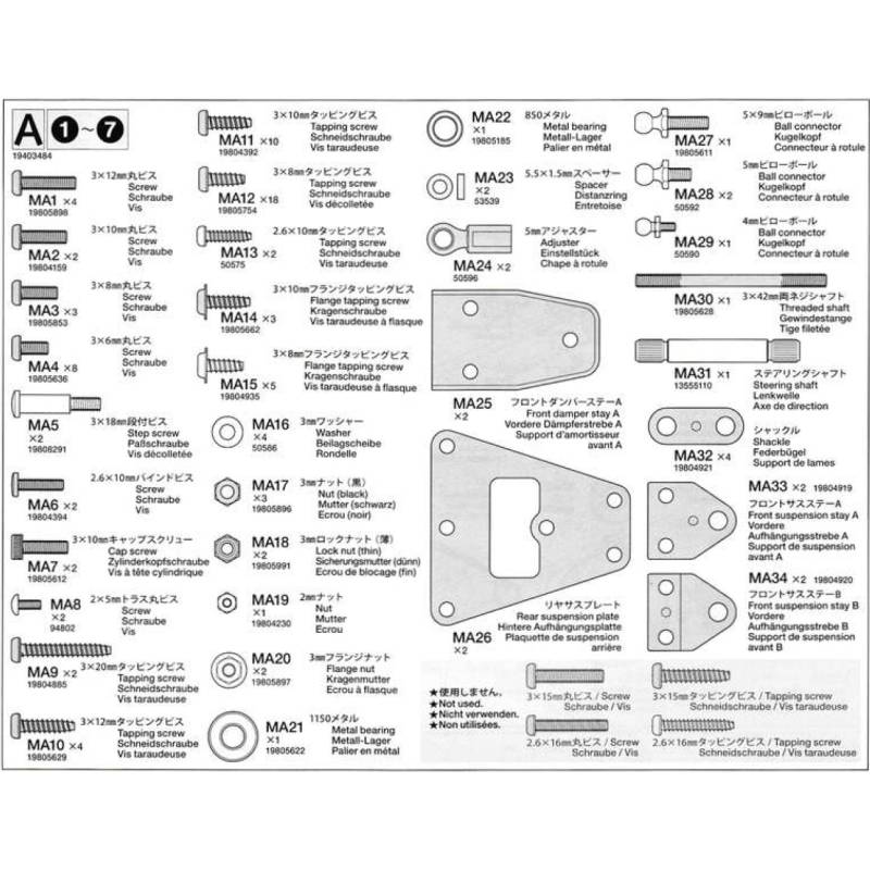 Bag A of Tamiya parts for Arocs Tamiya 56357