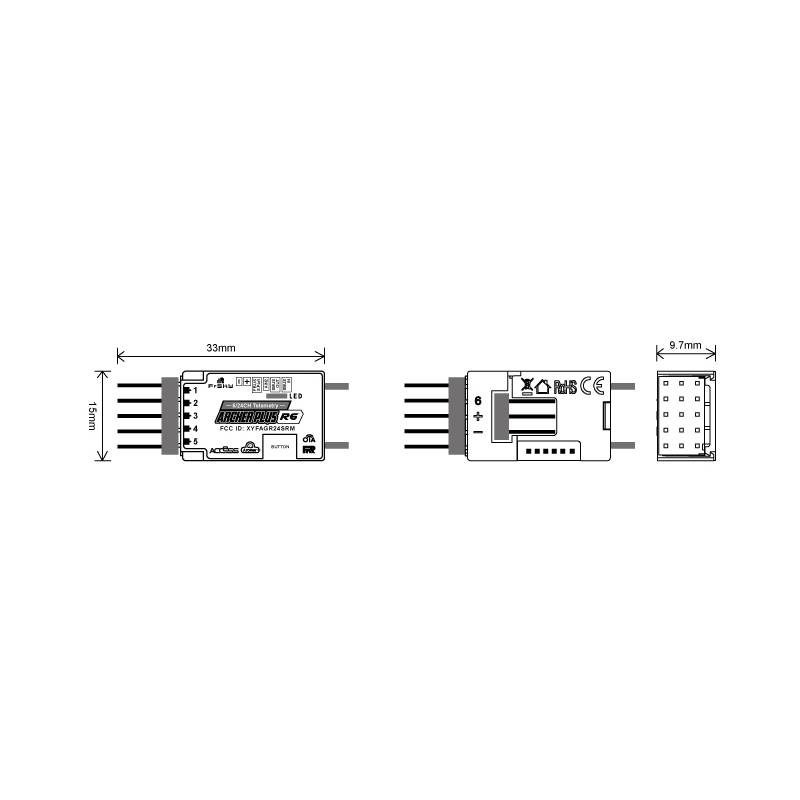 Mini Récepteur Archer Plus R6 6 voies FrSky