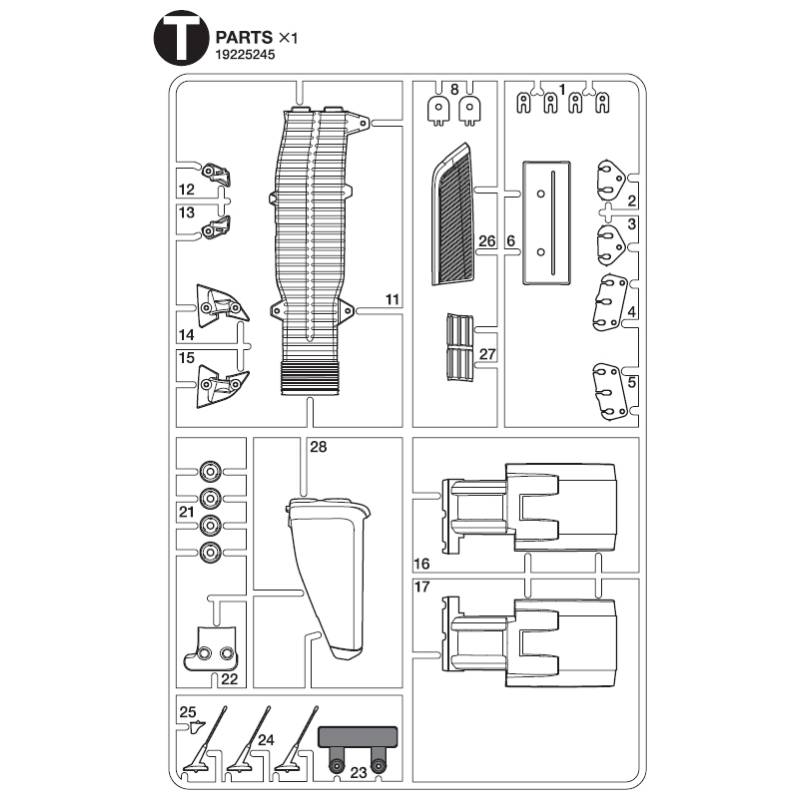 Grappe T pour Volvo FH16 750 XL 4x2 Tamiya (Antennes, prise d'air, garde-boues avant) - TAMIYA 9225245