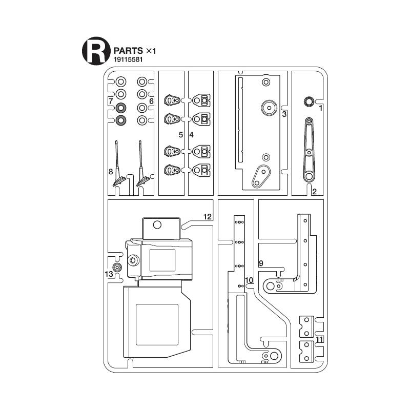 Tamiya R Parts for Volvo FH16 750 XL 4x2 (Antennas, ADBlue tank, side skirt support, leds supports) - TAMIYA 9115581