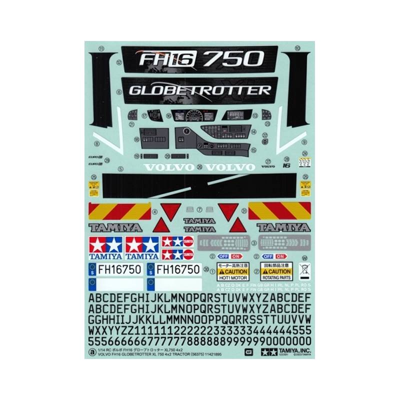 Stickers for Volvo FH16 750 XL 4x2 Tamiya (Stickers and metal transfers) - TAMIYA 9490132