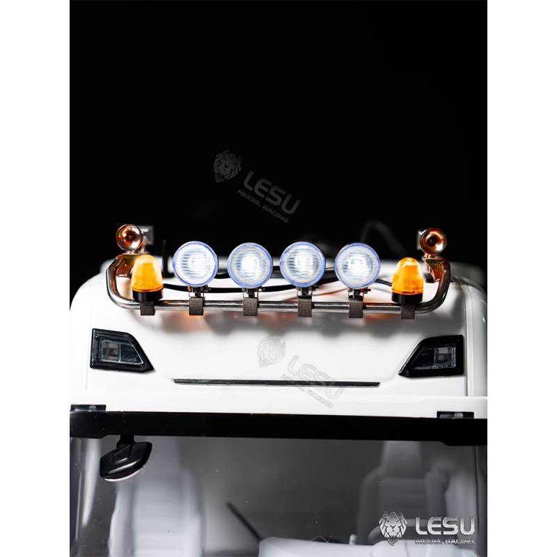 Rampe de feux haute avec feux ronds et gyrophares pour Scania 770S 1/14 - Lesu S-1247-D