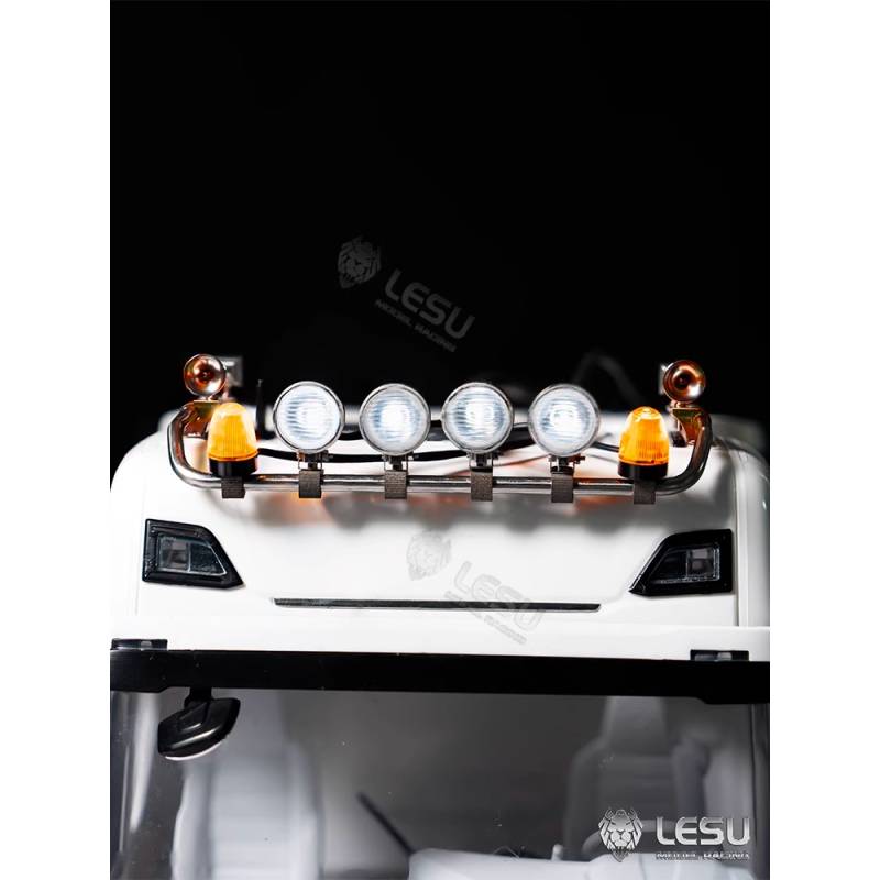 Rampe de feux haute avec feux ronds et gyrophares pour Scania 770S 1/14 - Lesu S-1247-D