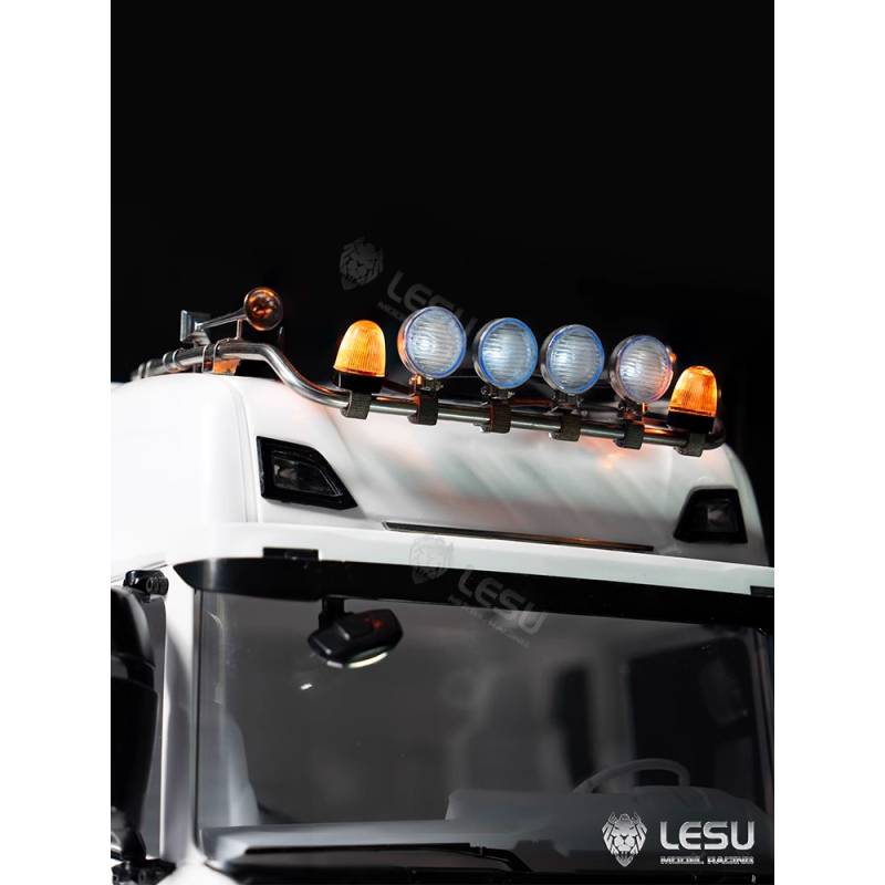 Rampe de feux haute avec feux ronds et gyrophares pour Scania 770S 1/14 - Lesu S-1247-D