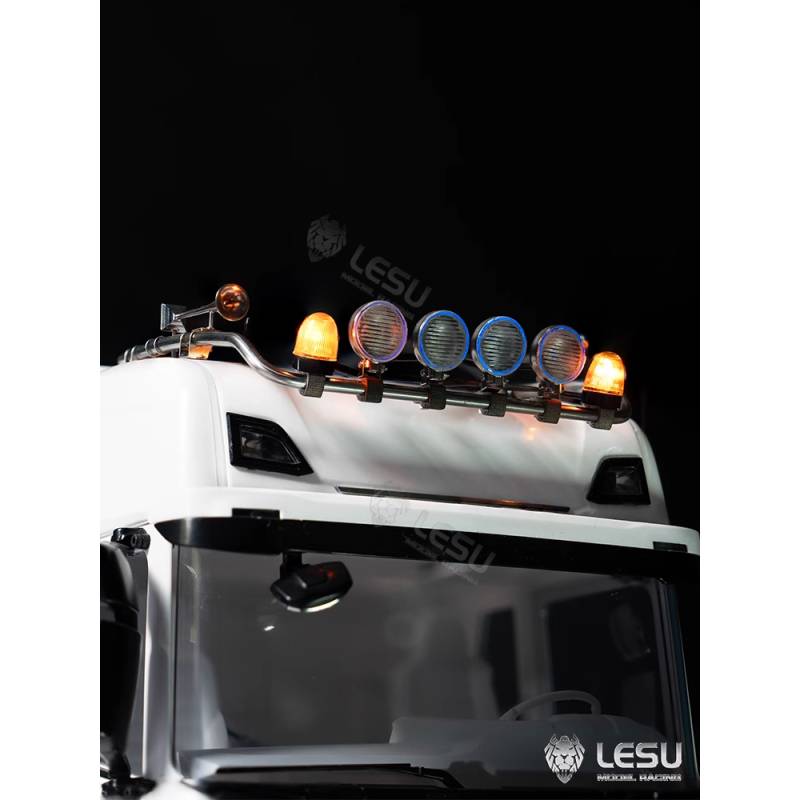 Rampe de feux haute avec feux ronds et gyrophares pour Scania 770S 1/14 - Lesu S-1247-D