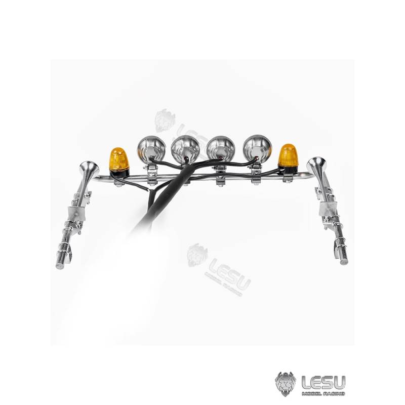 Rampe de feux haute avec feux ronds et gyrophares pour Scania 770S 1/14 - Lesu S-1247-D