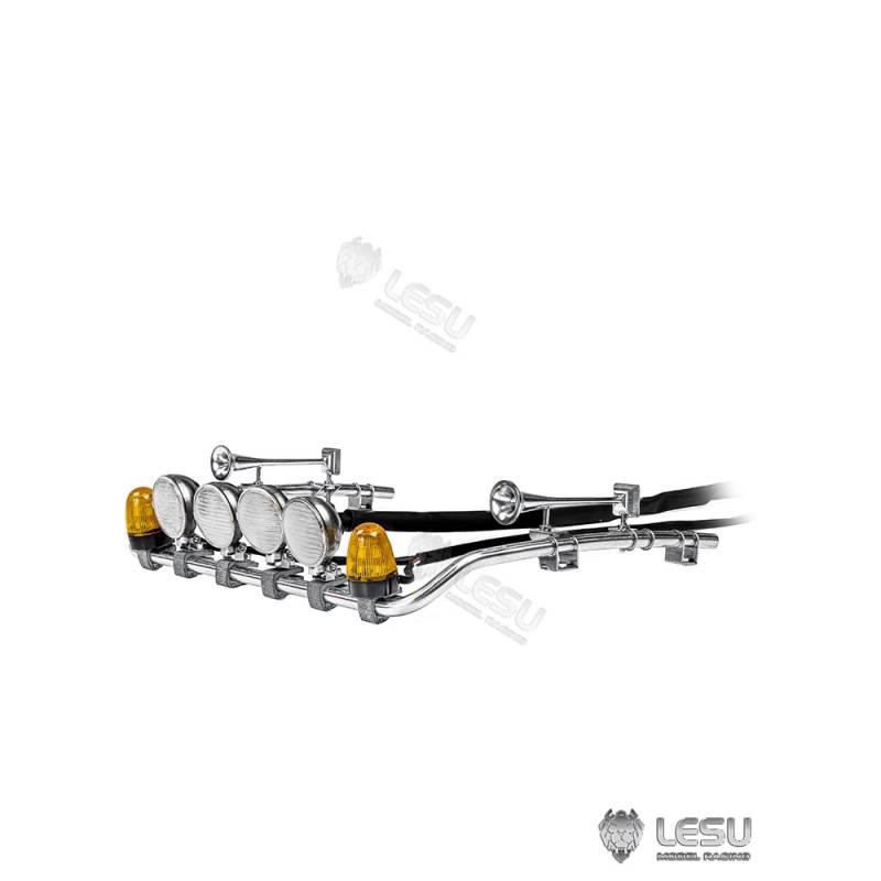 Rampe de feux haute avec feux ronds et gyrophares pour Scania 770S 1/14 - Lesu S-1247-D
