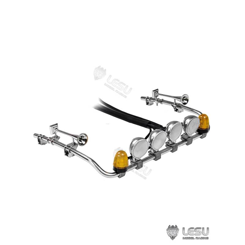 Rampe de feux haute avec feux ronds et gyrophares pour Scania 770S 1/14 - Lesu S-1247-D