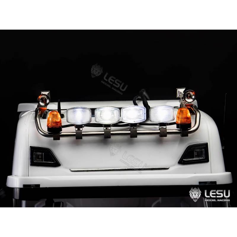 Top lightbar with rectangular spotlights and rotating beacons for Scania 770S 1/14 - Lesu S-1247-E