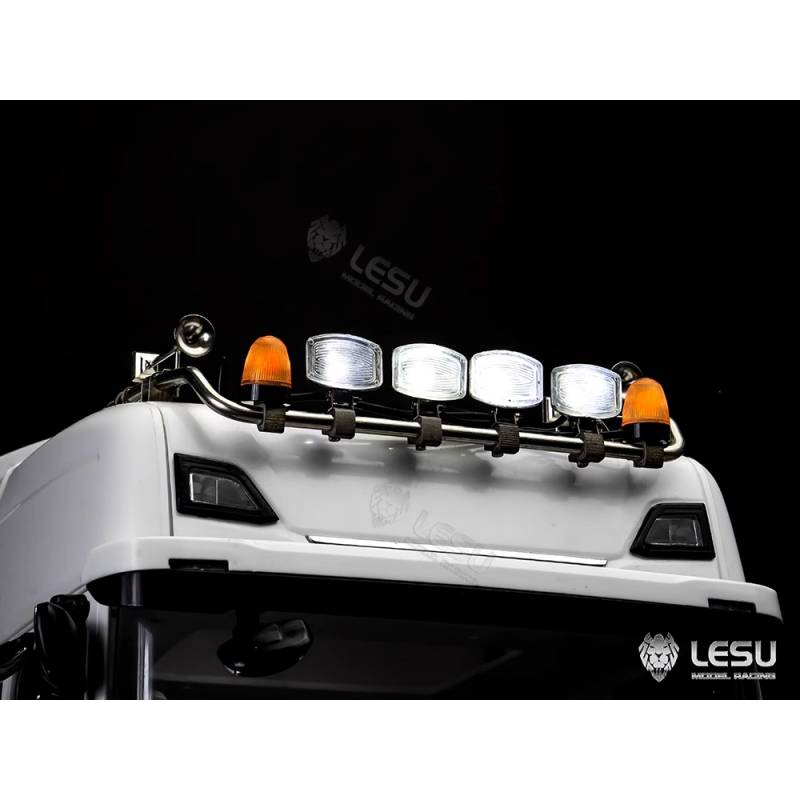 Top lightbar with rectangular spotlights and rotating beacons for Scania 770S 1/14 - Lesu S-1247-E