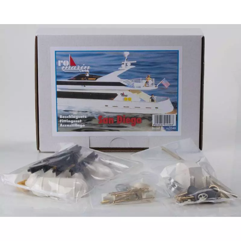 Combo Pack Mega Yacht San Diego 1/25 radio-controlled assembly kit + fittings kit