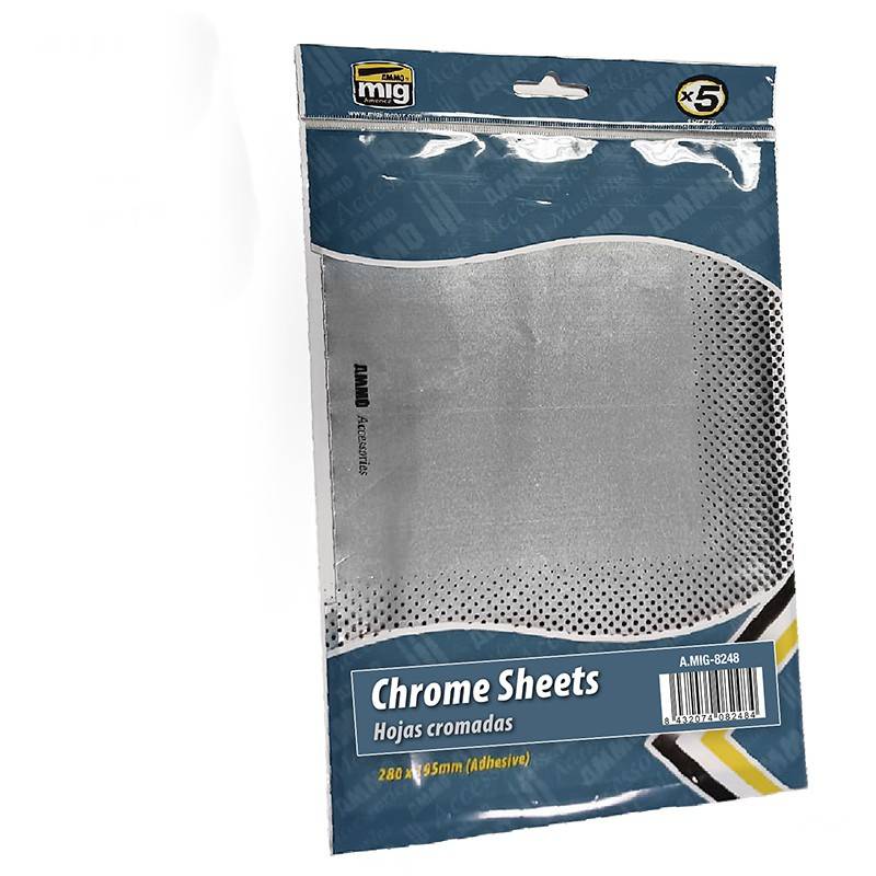 5 feuilles adhésives Chrome 280x195mm