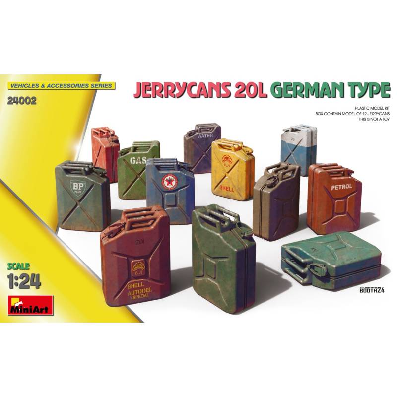 Jerrycans 20L type Allemand à l'échelle 1/24