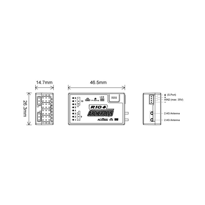 Récepteur Archer R10 Plus 10 voies FrSky
