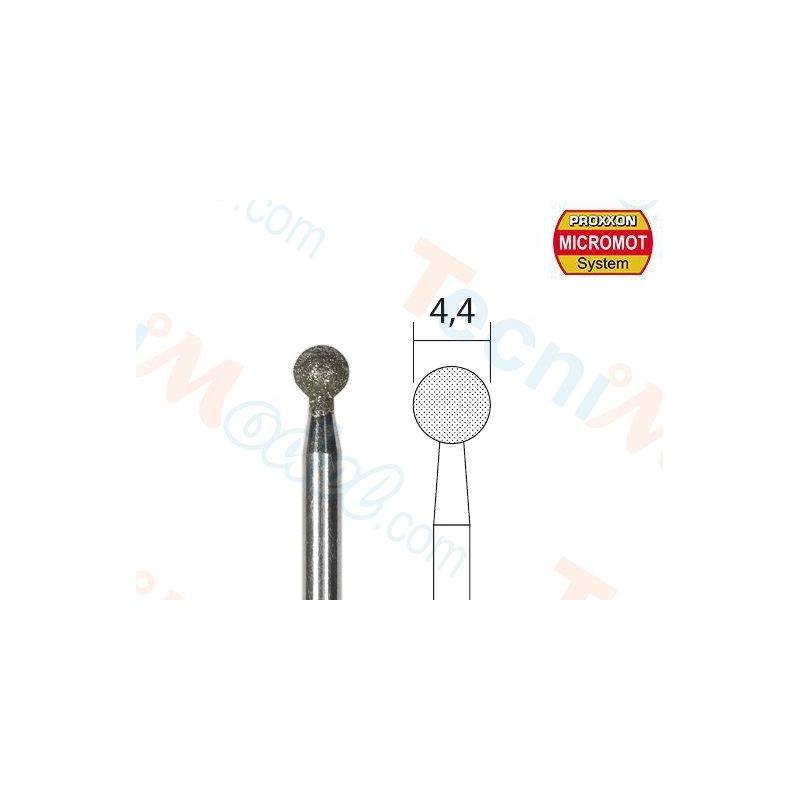 2 Embouts de meulage diamantés sphériques Ø4,4mm avec axe Ø2,35mm - PROXXON 28226