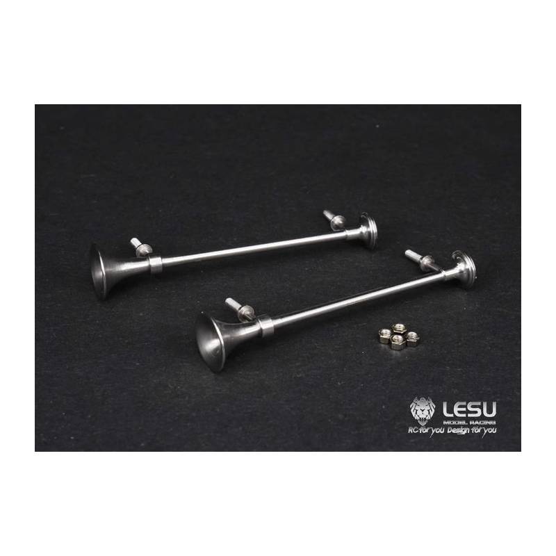 Pair of stainless steel horns for 1/14 RC American truck - LESU GW-K004