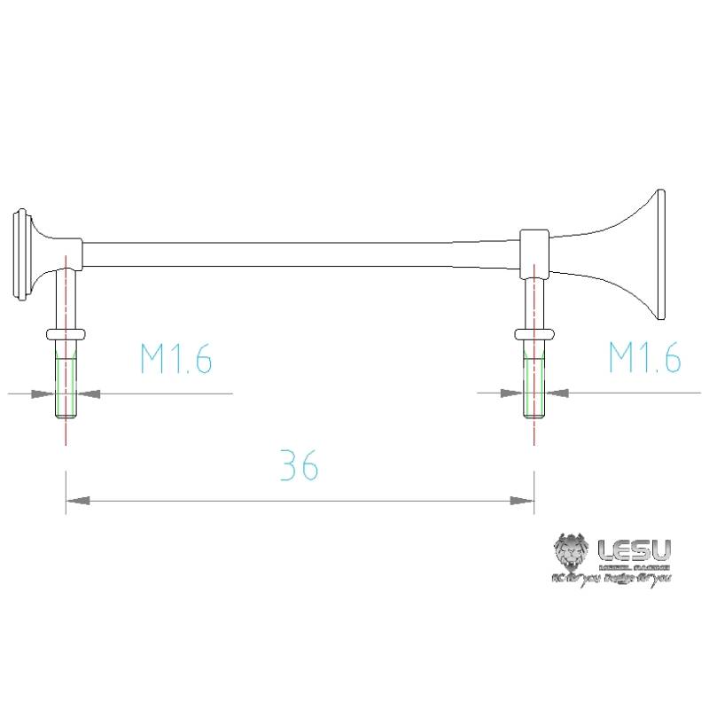 Paire de trompes en inox pour camion américain 1/14 RC - LESU GW-K004