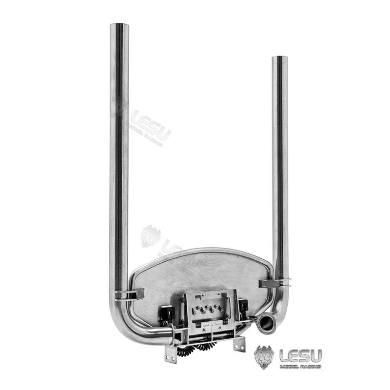 Échappement double dos cabine avec projecteurs et flexibles factices pour camion RC 1/14 - Lesu G-6273-A