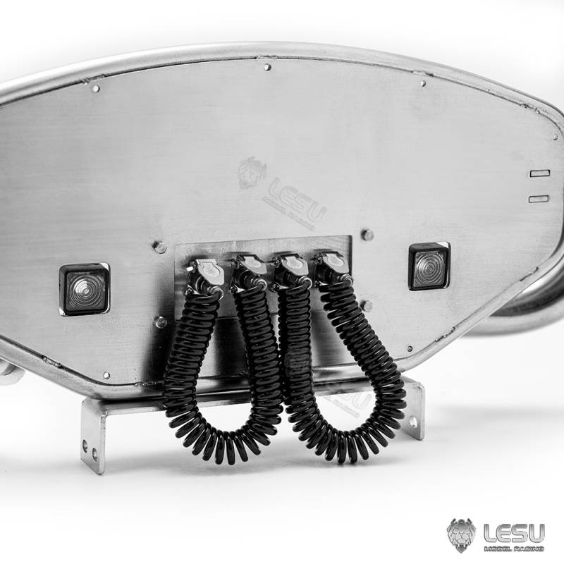 Échappement double dos cabine avec projecteurs et flexibles factices pour camion RC 1/14 - Lesu G-6273-A