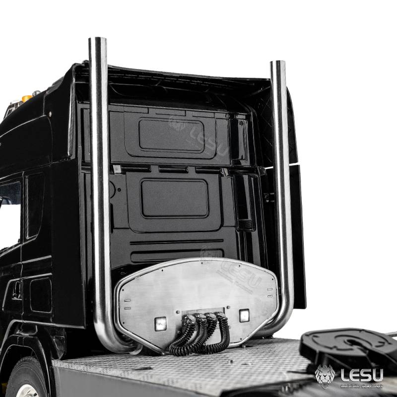 Échappement double dos cabine avec projecteurs et flexibles factices pour camion RC 1/14 - Lesu G-6273-A