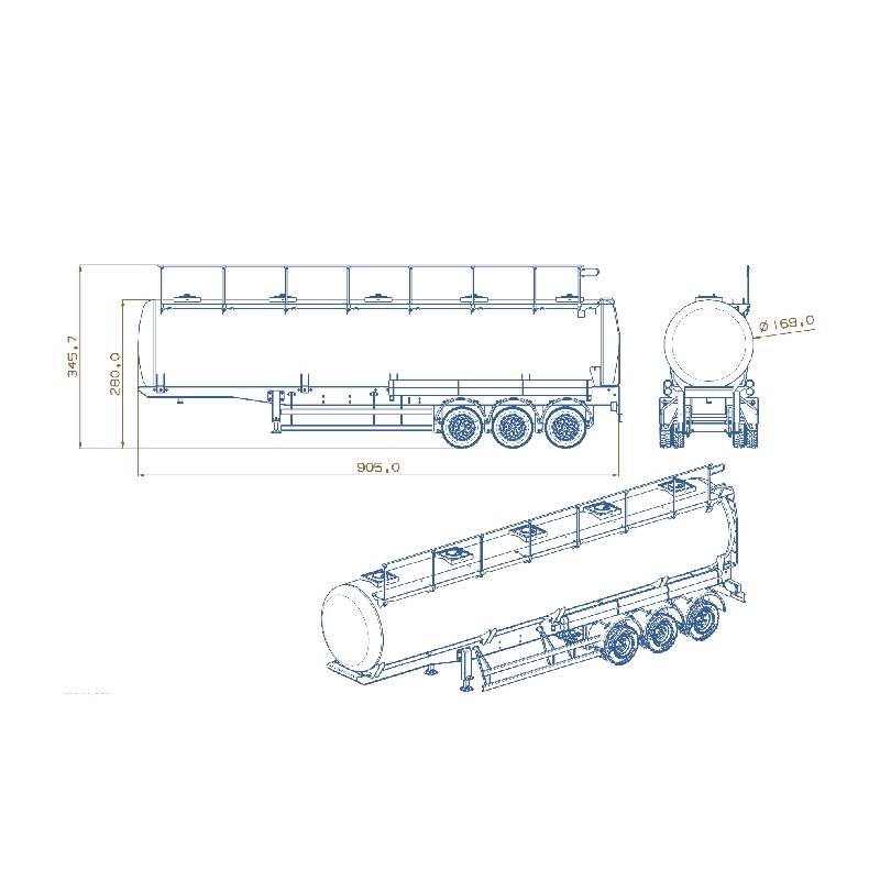 40-foot 3-axle stainless steel tank semitrailer 1/14 Lesu - Lesu LS-A0010-A