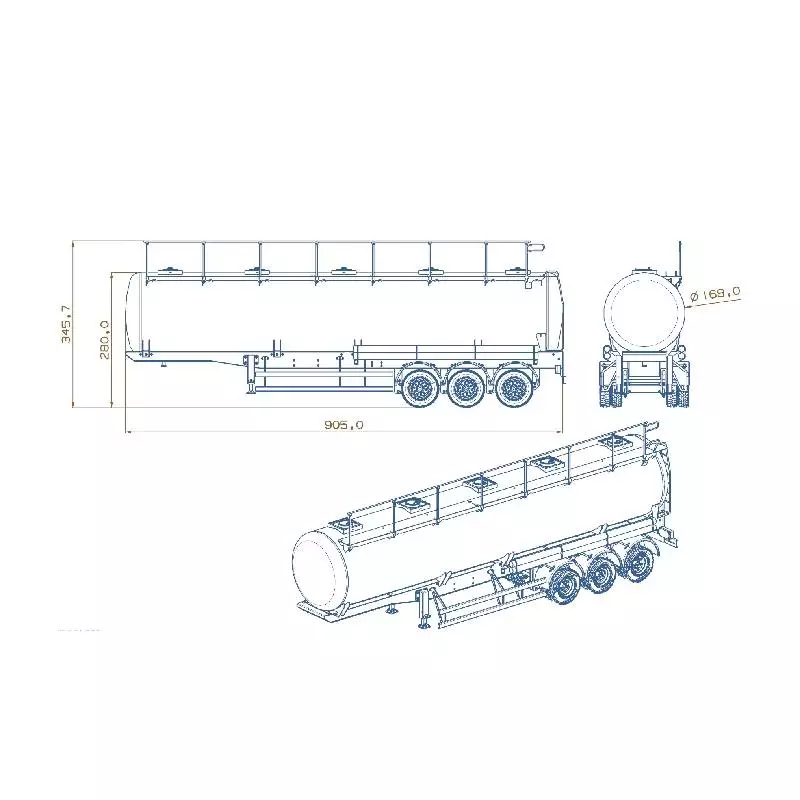 Semi-remorque citerne 40 pieds à 3 essieux en inox 1/14 - Lesu LS-A0010-A
