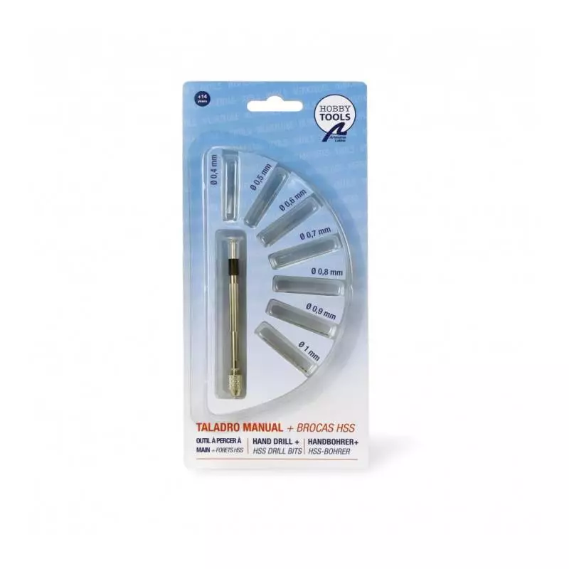 Mini perceuse manuelle de précision avec 7 forets HSS - Artesania Latina 27018-1