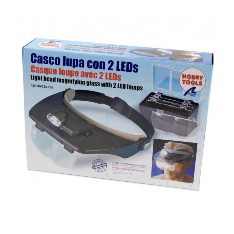 Headband magnifier with 4 magnification lenses and LED light - Artesanía Latina 27054