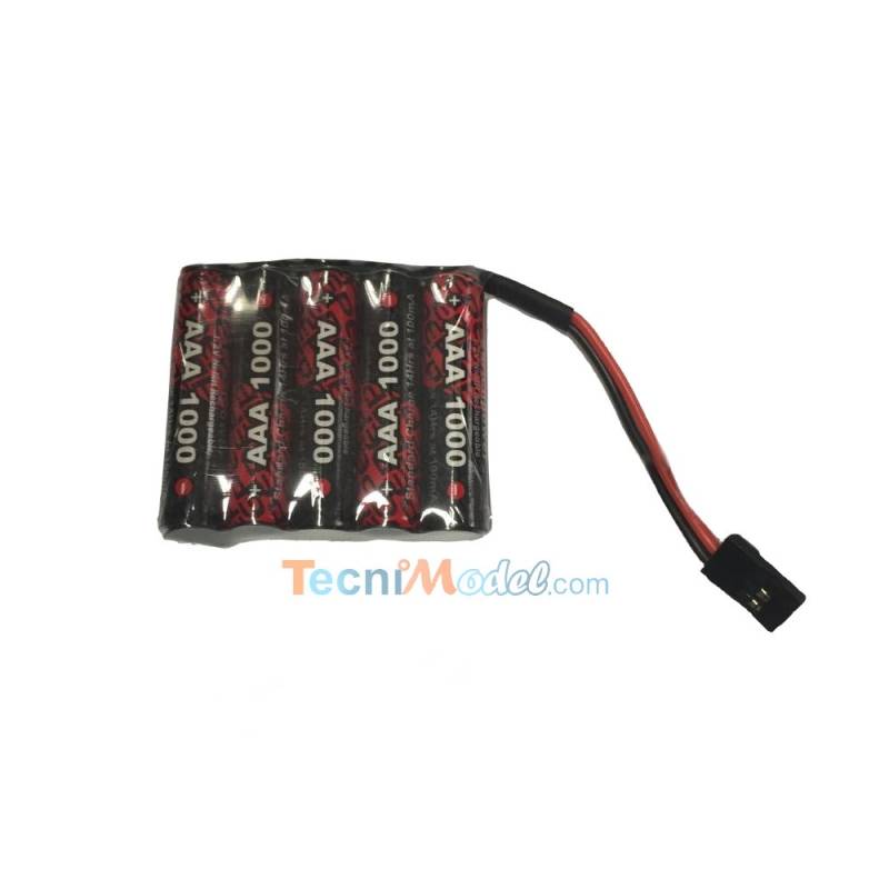 Accu NiMh de réception 6V AAA 1000mAh format plat prise Graupner - A2Pro 5105S